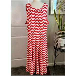 Haani Dress Womens 2X Chevron Sleeveless Tank Summer Casual Red White